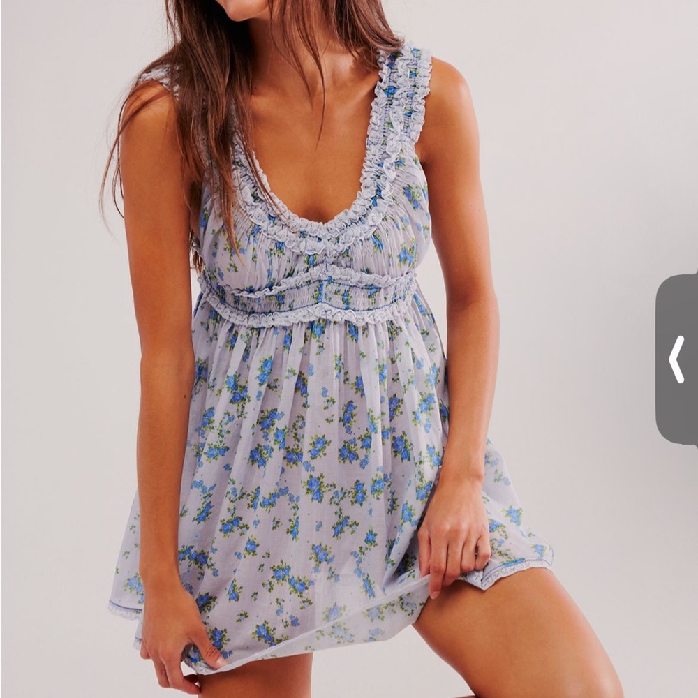 Free People Floral Blue Sleeveless Dress